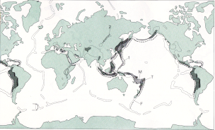 th Weltkarte Erdbeben 1961 bis 1967 Schmutz Tetraederstruktur S12 Abb 3